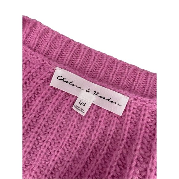 Chelsea & Theodore pink chunky knit cardigan - L - Picture 3 of 7